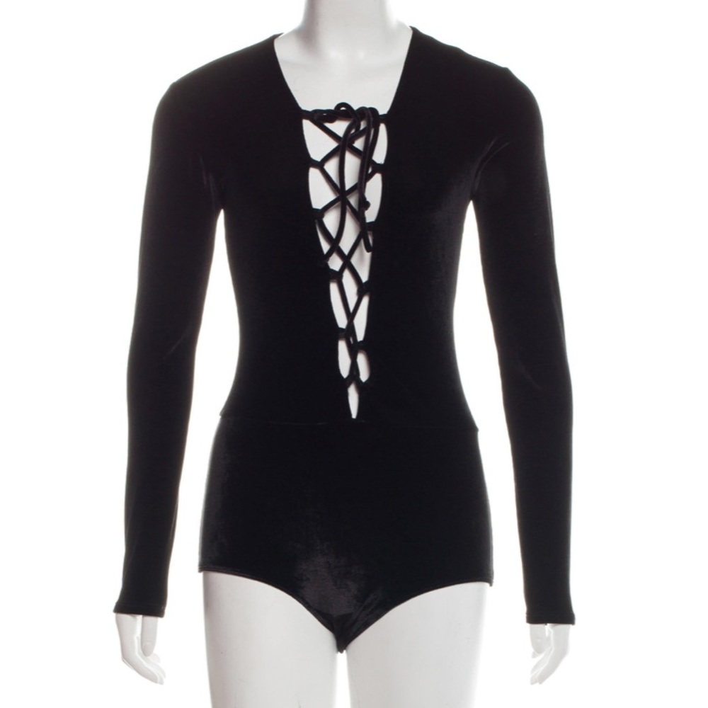 Reformation Long Sleeve Lace-Up Bodysuit